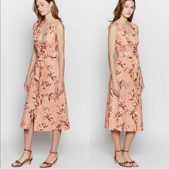 NEW NWT Joie Ethelda Dress Pink Floral Linen Midi Button Size Small S - Picture 4 of 9